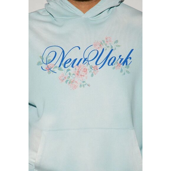 New York Flower District Hoodie Sweater Blue Men's - Picture 7 of 8